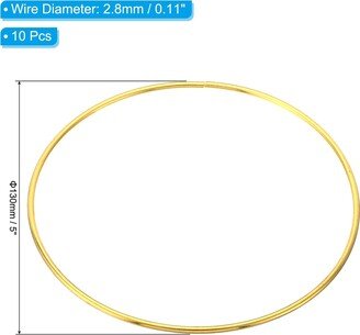 Unique Bargains Dream Catcher Rings, 10Pcs Macrame Wreath Floral Round Ring Hoop, Gold