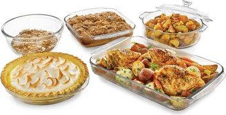 Baker's Basics 5-Piece Glass Casserole Baking Dish Set with 1 Cover