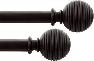 Deco Window 2 Pcs Extendable Curtain Rods - Adjustable Iron Telescopic Drapery Pole with Stacked Ball