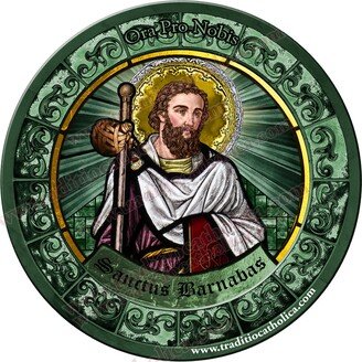 Saint Barnabas The Apostle Stained Glass Round 4 Inch Custom Refrigerator Magnet. St. Magnet