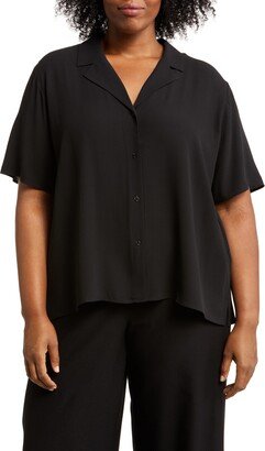 Short Sleeve Silk Button-Up Shirt