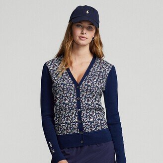 Rlx Golf Ralph Lauren Floral Woven-Front Wool-Blend Cardigan