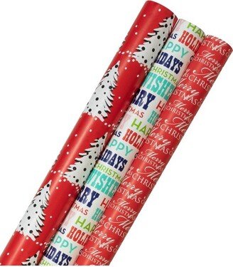 JAM Paper & Envelope 3ct Premium Christmas Gift Wrap Rolls