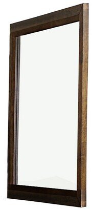 Transitional Rectangular Wooden Frame Mirror with Grain Details, Brown