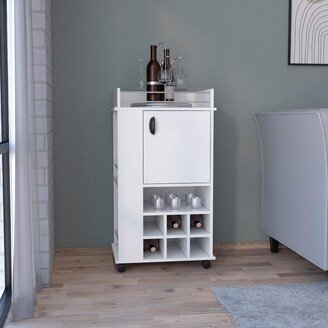 unbrand Modern Bar Cart with 6 Built-in Wine Rack and Casters