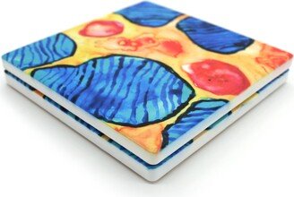 Abstract Mitochondria Histology Ceramic Coaster - Set Of 2 Coasters Doctor Gift For Histologist