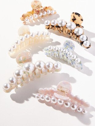 By Anthropologie Pearl Embellished Hair Claw Clips, Set of 3