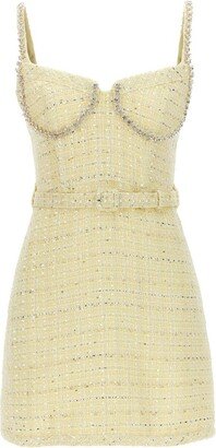 Embellished Belted Tweed Mini Dress