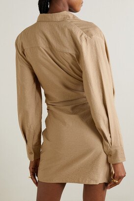 Bahia Draped Knotted Twill Mini Dress - Neutrals