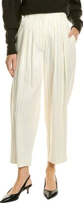 Pleated Crop Linen-Blend Trouser