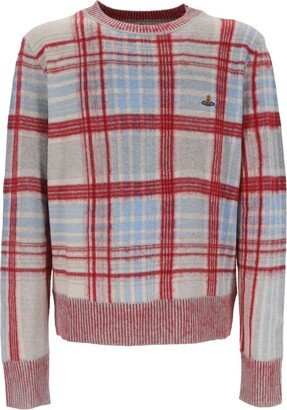 Madras tartan-Jacquard Crewneck Jumper