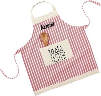 Personalized Monogrammed Kids Striped Apron & Spoon Set Little Chef With Pink