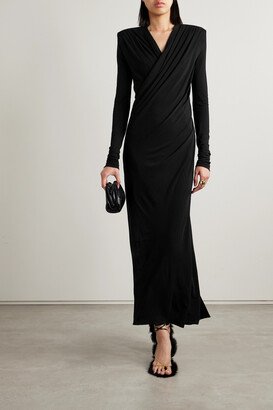 Interior - The Sloan Draped Crepe Maxi Dress - Black