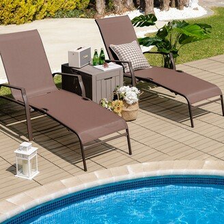 2PCS Patio Folding Chaise Lounge Chair Recliner Back - See Details