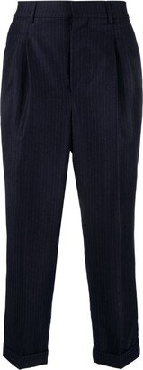 Pinstriped Tailored Cropped Trousers