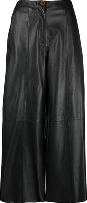 Cropped Leather Trousers-AA