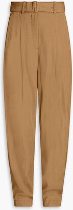 Drew belted pleated twill tapered pants