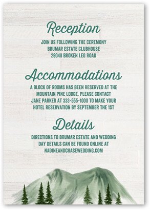 Enclosure Cards: Mountain Nuptials Wedding Enclosure Card, Green, Matte, Signature Smooth Cardstock, Square