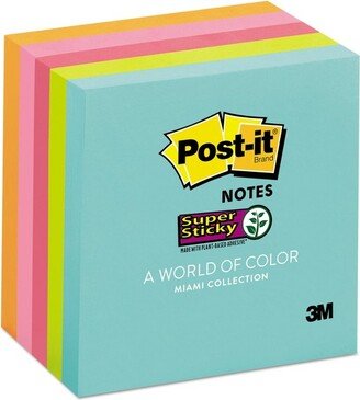 Post-it Super Sticky Pads in Miami Colors 3 x 3 Miami 90/Pad 5 Pads/Pack 6545SSMIA