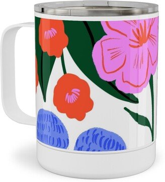 Travel Mugs: Garden Floral - Brights Stainless Steel Mug, 10Oz, Multicolor