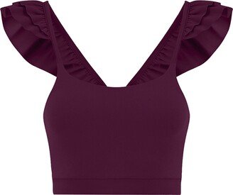 Yes Flâneuse Raquel Ruffled Straps Sports Bra Plum Caspia