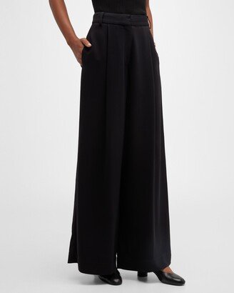 Pleated Wide-Leg Trousers-AF