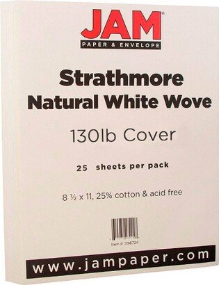 JAM Paper & Envelope JAM Paper Extra Heavy Weight 130lb Cardstock - 8.5 x 11 - Natural White Wove Strathmore - 25 Sheets