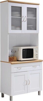 Contemporary Home Living 77.5 White Top and Bottom Enclosed Kitchen Cabinet