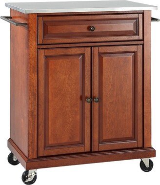 Stainless Steel Top Portable Kitchen Cart/Island - Classic Cherry