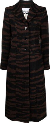 Leopard-Jacquard Long Coat