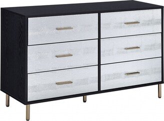 47 Black Silver and Gold Faux Croc Design Six Drawer Double Dresser