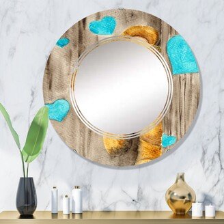 Designart 'Cute Brown Teddy Bear With Blue Hearts' Printed Children's Art Wall Mirror