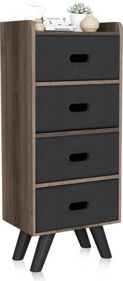 4 Drawer Fabric Dresser Storage Tower, 4-Tier Wide Drawer Dresser, Fabric Storage Tower with Handrail and Removable Drawers