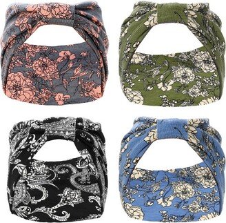 Unique Bargains Women's Yoga Hair Scarfs Bohemia Head Wraps 5.31 Wide Multicolour 4 Pcs