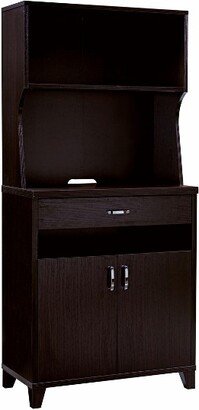 67H Kitchen Baker's Rack Utility Storage Cabinet with Drawer and Two-Door Cabinet in Red Cocoa Finish