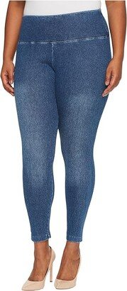 Plus Size Denim Leggings (Mid Wash) Women's Casual Pants