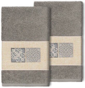 Vivian Embellished Hand Towel - Set of 2 - Dark Gray