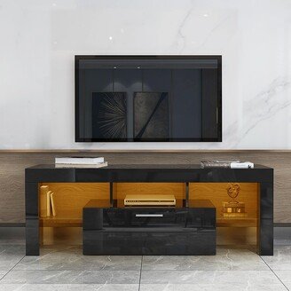 EYIW Tv Stand Media Console Entertainment Center with with LED Lights, Floor Cabinet Floor Tv Wall Cabinet with Shelves and Cabinet