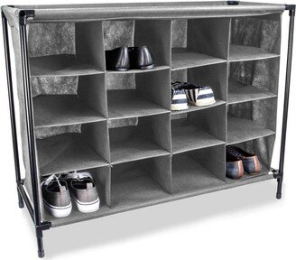 16 Pair Non-Woven Shoe Rack, Grey