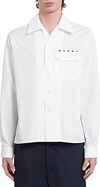 Cotton Regular Fit Long Sleeve Button Down Bowling Shirt