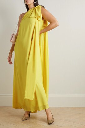 Gala One-shoulder Bow-embellished Georgette Gown - Yellow