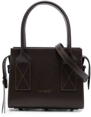 Embossed-Logo Leather Tote Bag