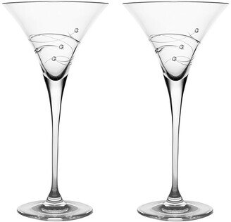 European Handmade Crystalline Swarovski Martini Glasses Set Of 2