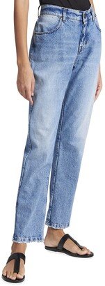 Mid-Rise Embroidered-Pocket Boyfriend Jeans