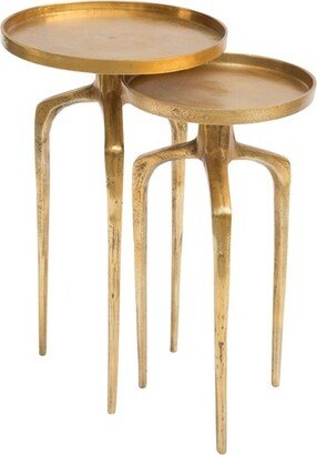 Set of 2 Modern Round Nested Table Antique Gold - Zm Home