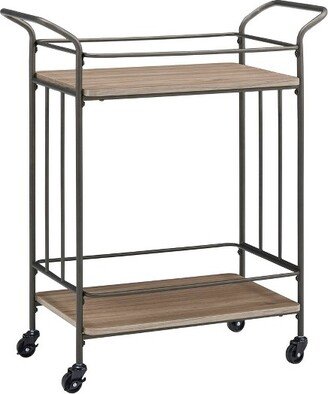 Wilkin Bronze Finish and Wood Straight Lines Bar Cart Bronze/Walnut