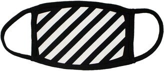 Black White Diag Stripe Mask