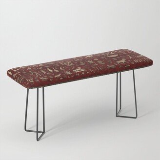 Ancient Egyptian hieroglyphs - Black and Red Leather and gold Benches