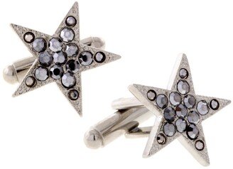 Jewelry Silver-Tone Crystal Star Cufflinks