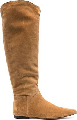 Suede Knee-High Flat Boots